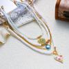 4er Set Glücksbringer Blaue Böse Auge Anhänger Halsketten für Damen Bohemian Bunte Herz Mehrschichtige Perlen Halsketten Gestapelter Schmuck