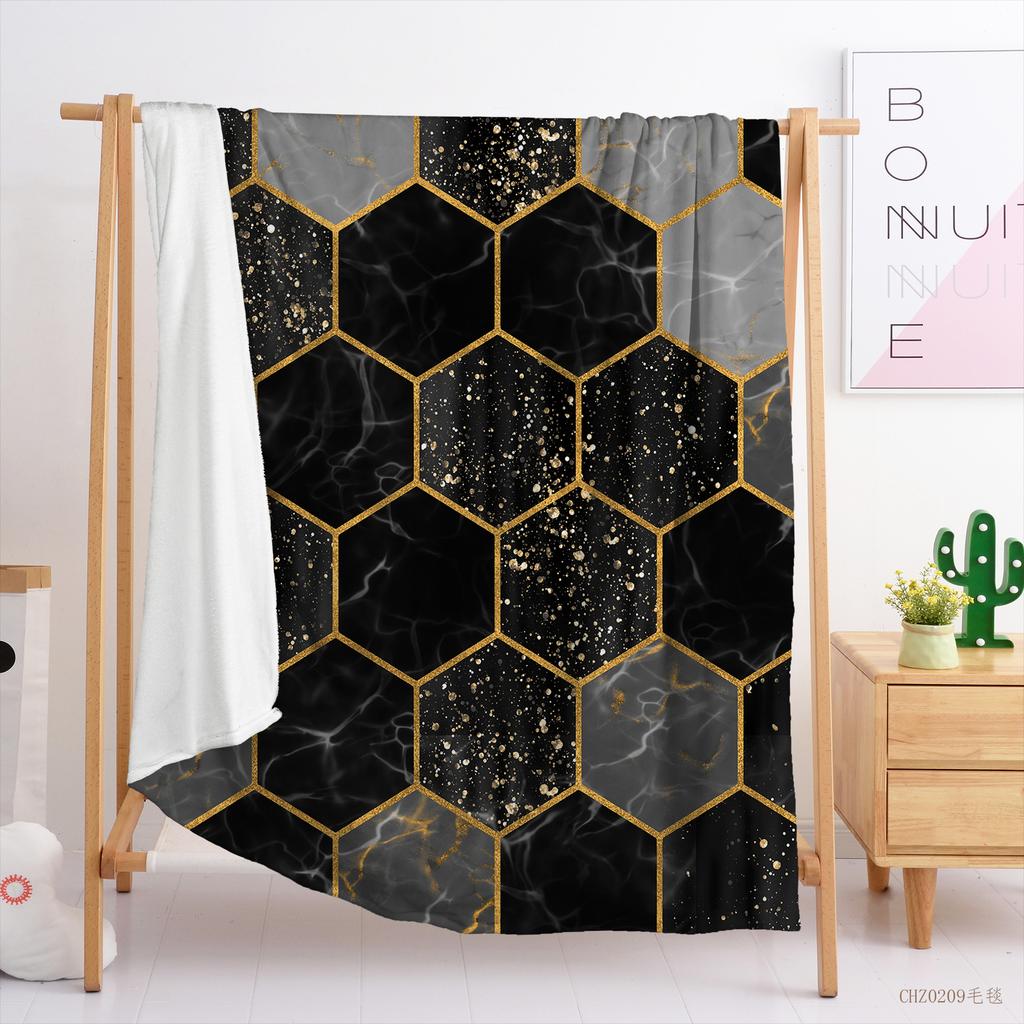 2D honeycomb plaid digital printing flannel blanket blanket wish