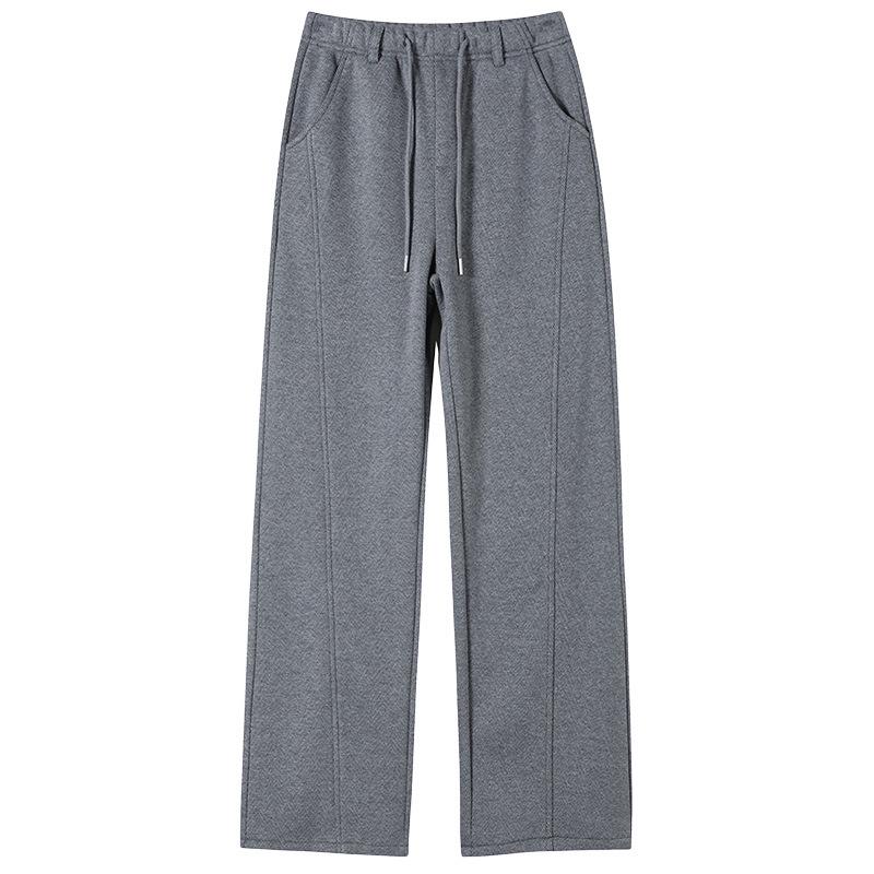 Women's High-Waisted Fleece-Lined Wool Wide-Leg Pants - Winter Slimming Casual Floor-Length.
