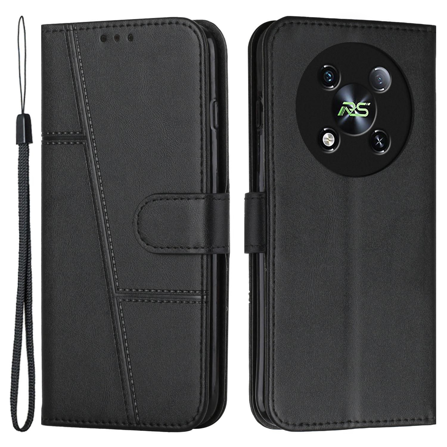 

For itel RS4 4G Phone Case Anti-Scratch PU Leather Stand Wallet Cover Black
