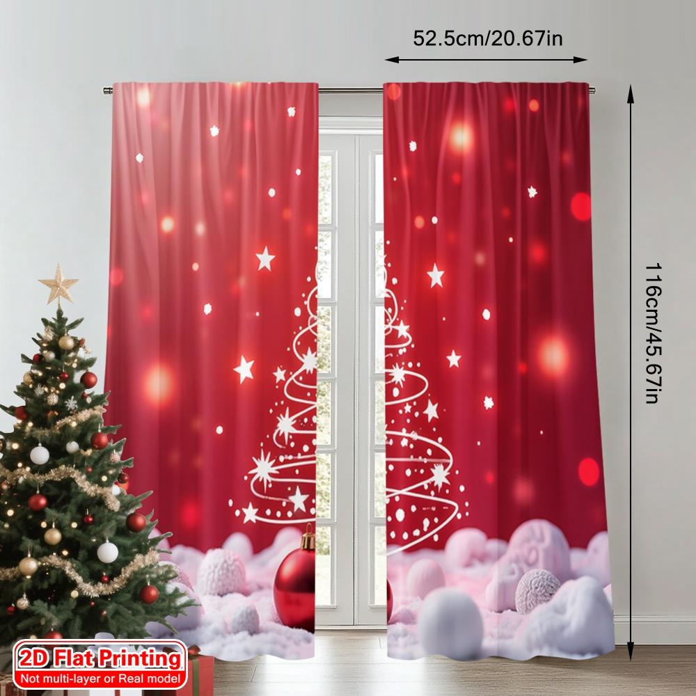 2pcs 2D Flat Printing Merry Christmas Popular Drapes Christmas Tree Lights Ornaments Polyester Without Electricity Festive