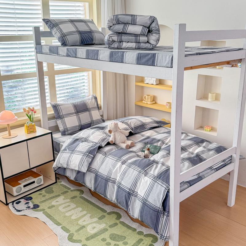 2026 Pure Cotton Student Three-Piece Dorm Set: Bunk Bed Sheet & Duvet Cover