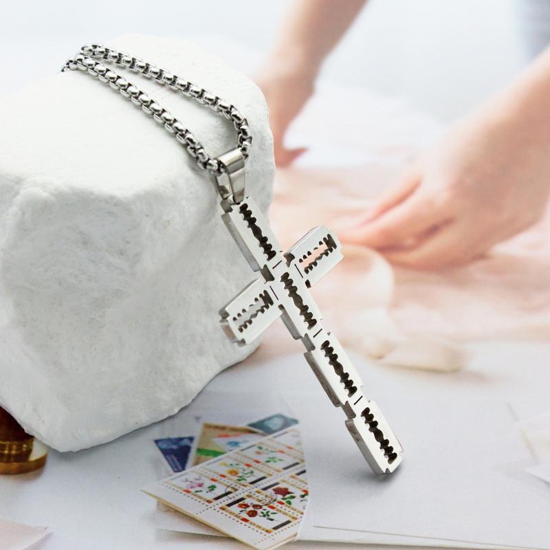 Collier Pendentif Croix Lame Argentée Style Minimaliste Cadeau Exquis pour Fête de Fête Bijoux Cadeaux pour Fête d'Anniversaire