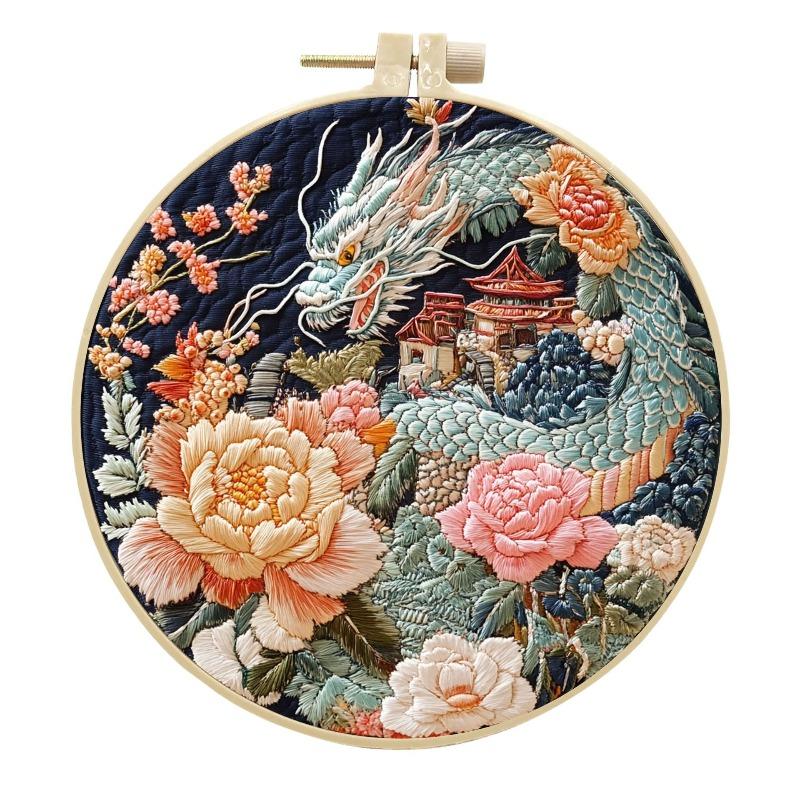 1 buc Kit Material Pânză Broderie DIY Dragon Chinezesc Handmade în Engleză, Potrivit pentru Începători în Hobby-ul Broderiei