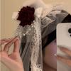 Women Flowers Bow Decor Gothic Veil Rose Top Hat Cosplay Costume Gothic Dark Mini Top Hat Gift Black or White Lolita Headdress