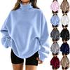 Damen Mode Thermisch Langarm Hoher Kragen Pullover Sweatshirt Lässig Winter Oberteil