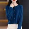 Women's Fashion Solid-Color Fall/Winter  Neck Cardigan Knit Sweater Loose-Fit Versatile Long-Sleeve Base Layer Sweater