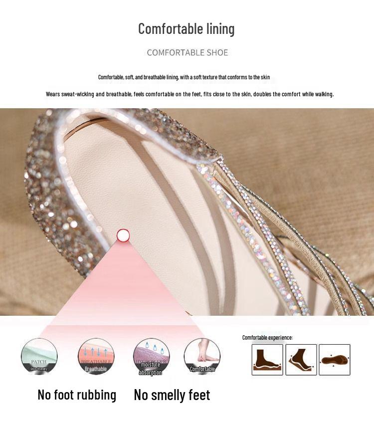 2025 Champagne Rhinestone Stiletto Heels: Elegant Pointed Toe Bridal Shoes
