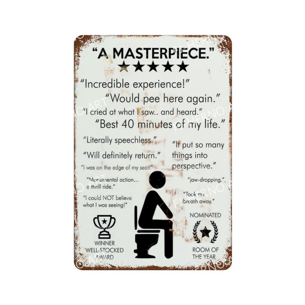 Pictură amuzantă din metal pentru toaletă, semn de tablă, imagine retro, placă de coroziune, cafenea, bar, peșteră, cinema, decor de perete pentru baie