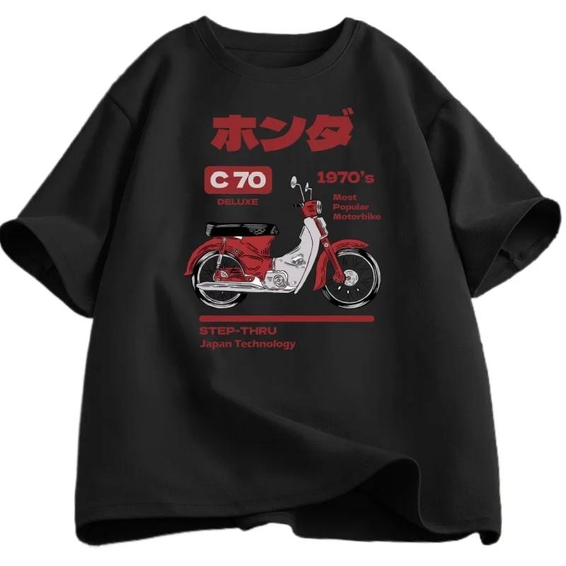 Japoński Styl Vintage Anime Samochód T-shirt dla Mężczyzn Kobiet Lato Drukowany T-shirt Luźny Wysokiej Jakości Okrągły Dekolt T-shirty Ubrania Lato