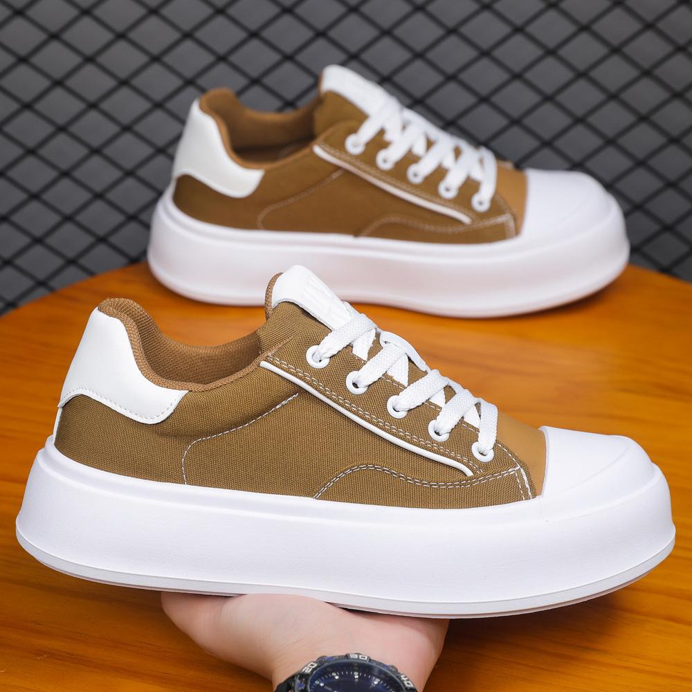 

Fashion platform canvas shoes 2025 summer new versatile board shoes light breathable platform tide casual men s shoes 44 хакі