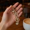 Golden Plated Note Keychain Rhinestone Treble Clef Keychain, Zinc Alloy Music Keyring, Handbags Backpacks Decorative Pendant, Gift for Lovers Pendant