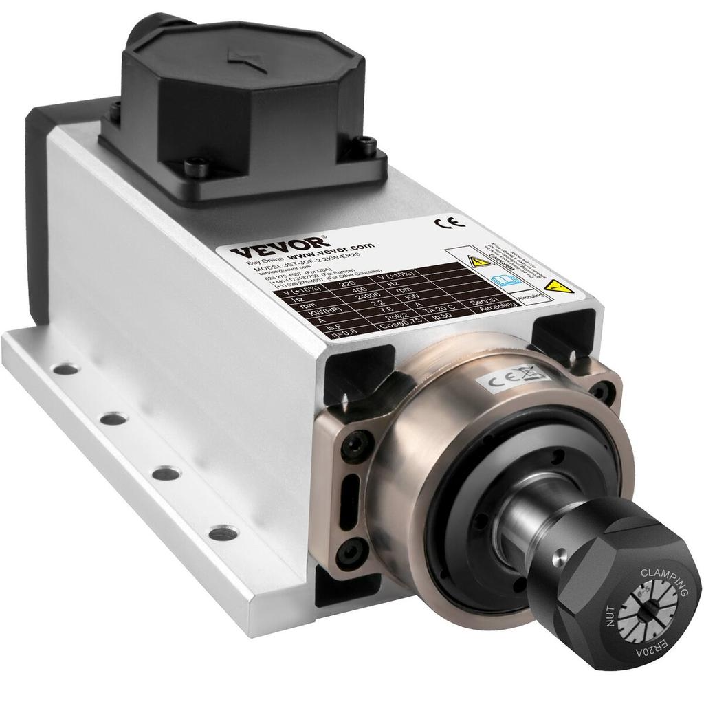 Chłodzony powietrzem silnik wrzeciona 2,2 kW CNC Silnik wrzeciona 220 V Kwadratowy Chłodzony powietrzem Silnik wrzeciona ER20 Oprawka 24000 obr./min CNC Wrzeciono 6A Silnik wrzeciona 400 Hz dla