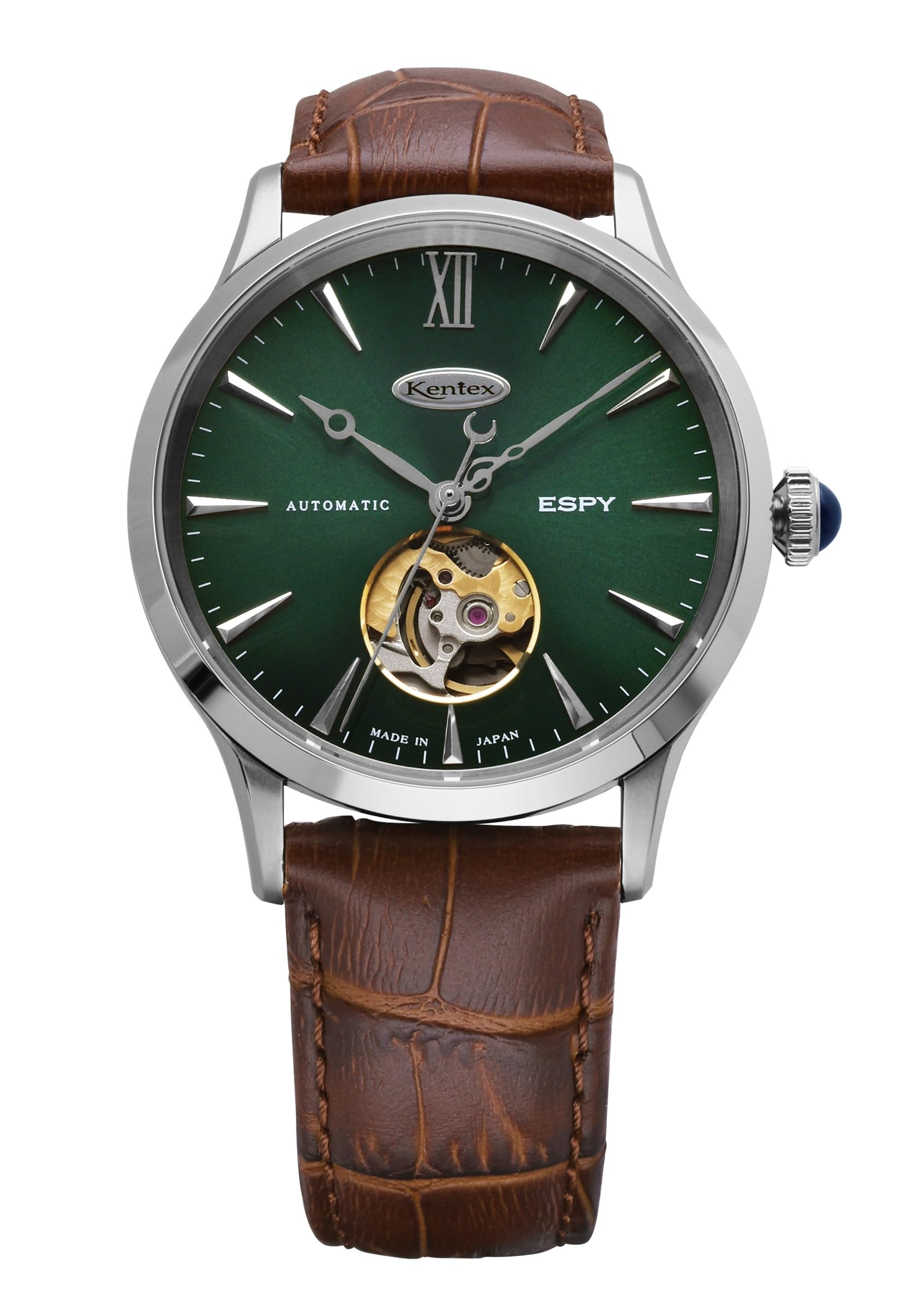

Mechanical Automatic Watch ESPY Dress Open Heart Brown [KENTEX] E660M-04 Men s