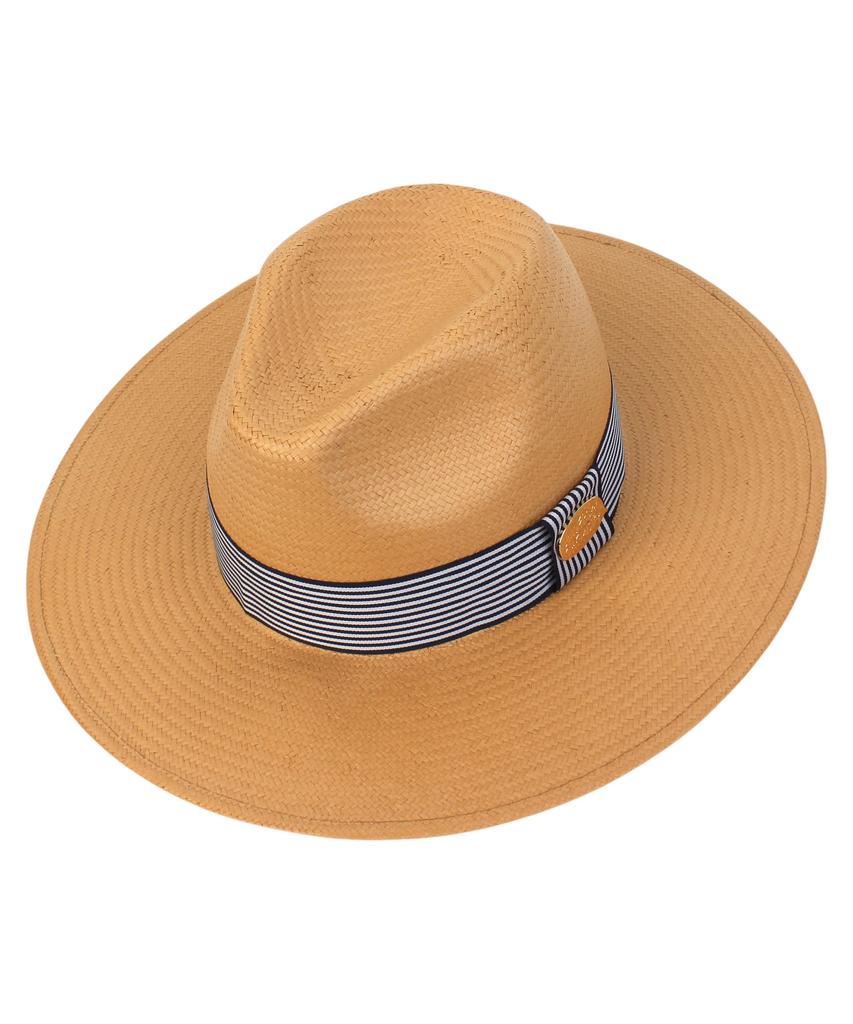 Yunibeosyeolkemiseuteuli Stripe Line Beige Long Fedora Summer Fedora