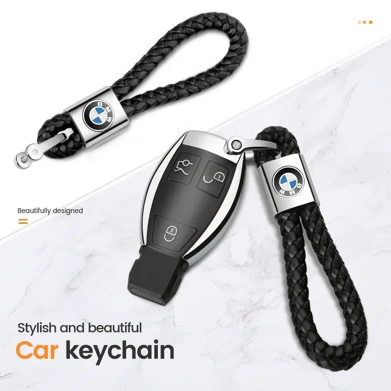Metal Weave Car Logo Keychain Lanyard Key Ring Buckle For BMW Z3 Z4 G30 X1 X4 X3 X5 X6 E36 E46 E39 E60 E53 E34 F10 Accessories