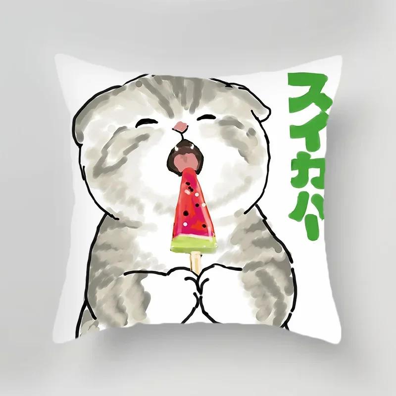Decorative Pillowcase Cute Cat Polyester Cotton Home Decor Car Cushion Cover Sofa