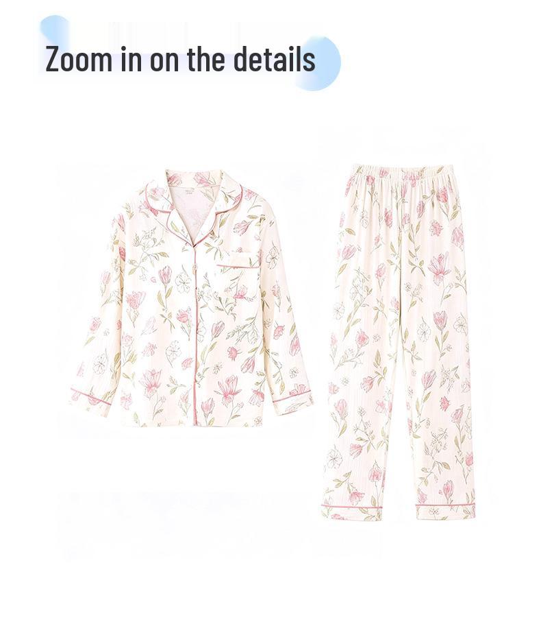 Women's 2025 Spring & Autumn Cotton Pajama Set: Long Sleeve Cloud Cotton Homewear