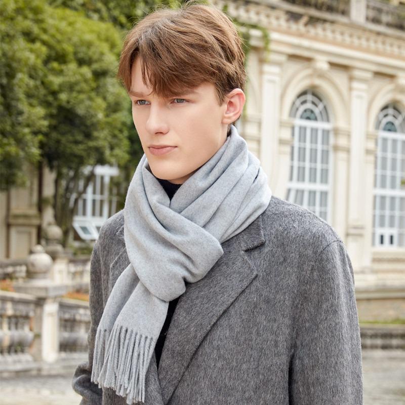 Wool Scarf Men's Autumn and Winter Cashmere Scarf Women's Winter High End Versatile New Solid Color Men's Scarf