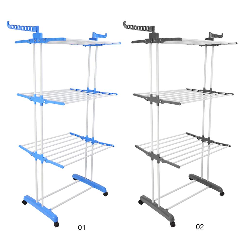 4-Tier Folding Drying Rack Free Standing Movable Laundry Rack with 4 Castors Laundry Drying Rack for Towels Clothes Shoes Linen