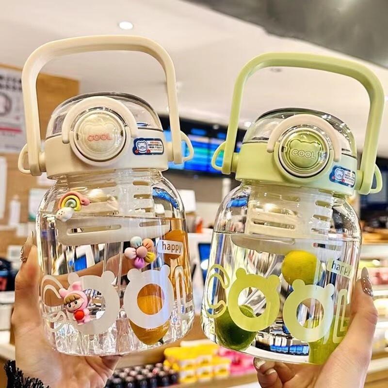 1000ml Portable Glass Water Bottle with Straw and Tea Infuser