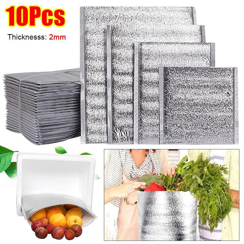10Pcs/Pack Ice Cold Warm Aluminum Foil Bag Food Thermal Packing Insulation Bag Delivery Carrier 2mm Cooler Bag Drink Storage