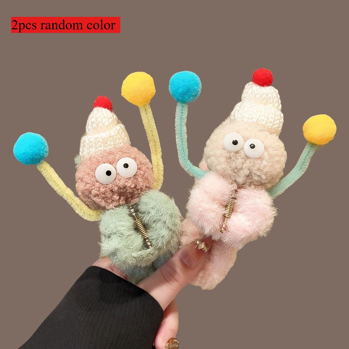 

2pcs Funny Fashionable Versatile Women s Hair Claws Cartoon Cute Sweet Plush Hair Clips Hair Accessories
