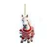 Christmas Pony Ornament 2D Acrylic Hanging Decor for Car And Tree Cute Horse Design Holiday Gift for Kids