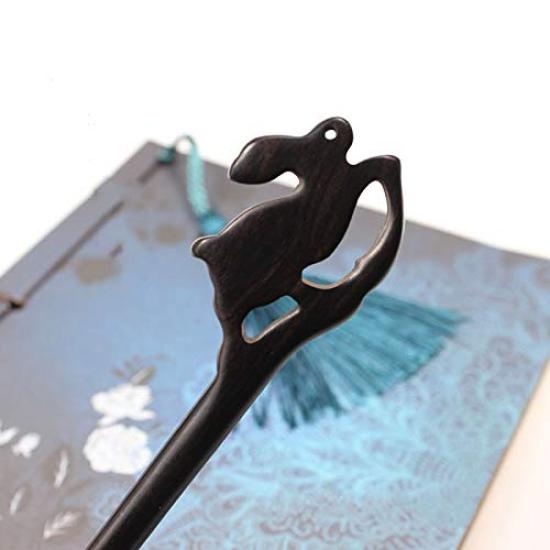 Natural Wood Kanzashi Single Simple Wooden Hair Hair Hairpin for and Japanese Clothing [LeafIn] (Handmade Hairpin), Hairpin, Ebony, Ornament,