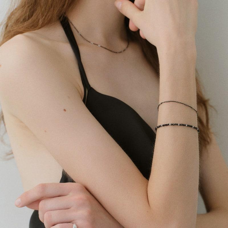 NORMALLEE [Silver 925] Cutting Black Bracelet