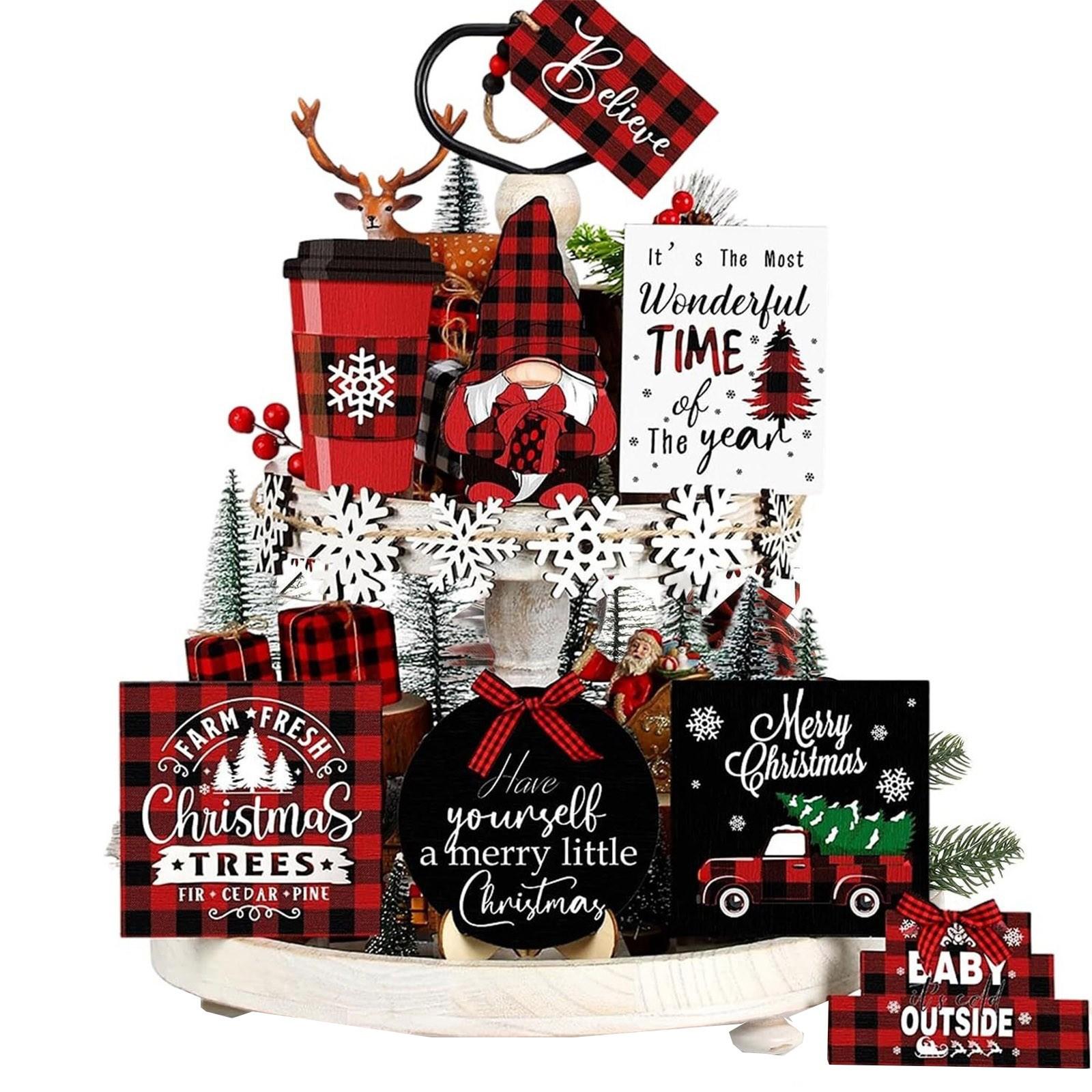 

Рождественское украшение для многоуровневого подноса, Рождественский стол, знак, декор, столешница, деревянная крытая зимняя ферма, домашняя вечеринка, полка для дома, украшение One Size