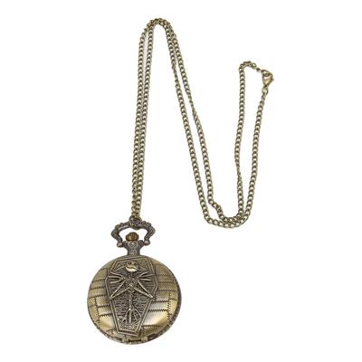 Quartz Pocket Watch Stylish Vintage Skull Pattern Practical Pocket Watch with Chain for Men