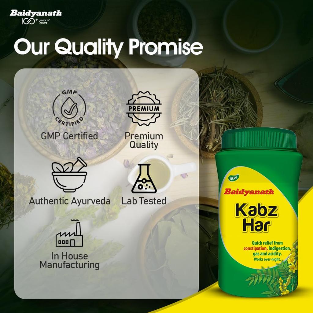 Baidyanath Kabz Har Ayurvedic Powder 100g Pack Of 1 | Natural Digestive Support For Constipation, Gas & Indigestion