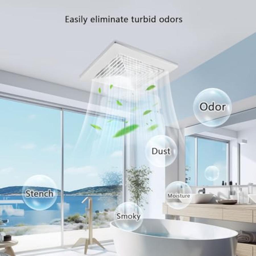 Bathroom Exhaust Fan for CeilingHousehold Bath Vent Ventilation Fan 110 CFM 4-in Duct 1.0 Sones Quiet Operation 13W Energy-Savi