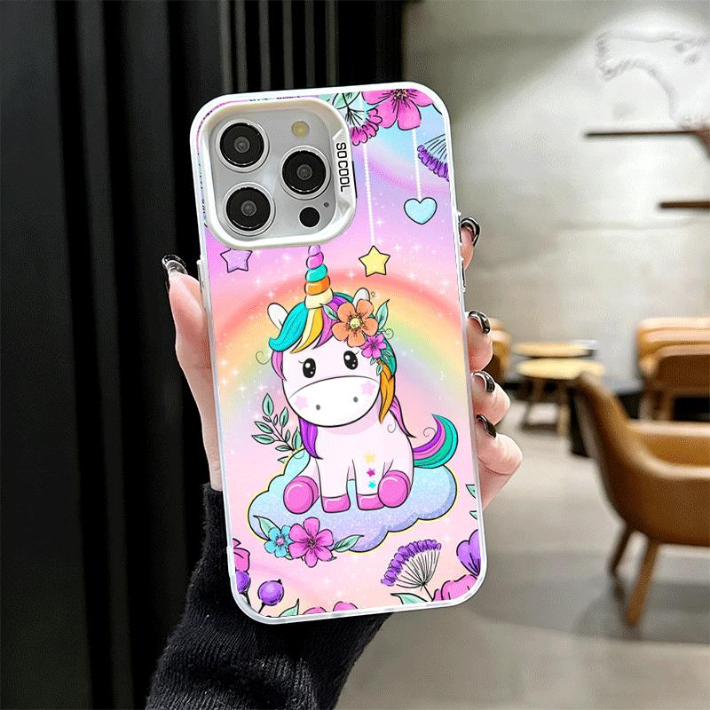Pink Unicorn Rainbow Soft Phone Case for iPhone 15 16 17 Pro Max 17Air 16E 14 Plus 13 12 Mini Shockproof Cover Back Shell
