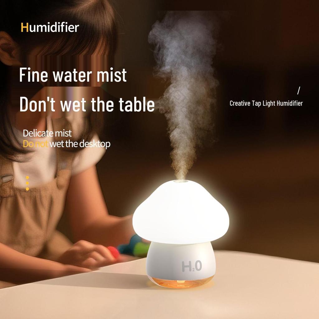 Battery-Operated Colorful Night Light & Mini Humidifier - Silicone Desktop Bedroom Mist Lamp