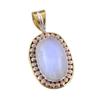 Natural Rainbow Moonstone Gemstone 925 Solid Silver Two Tone Pendant 1.50" G2w09