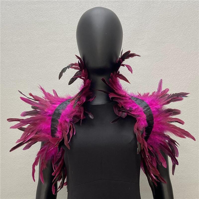 Feather Shawl Cape Costume Cloak With Faux Fur For Performance And Dance Shows