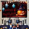 1pc Halloween Party Backdrop Banner - Scary Pumpkins, Ghosts and Spider Webs, Home Decoration