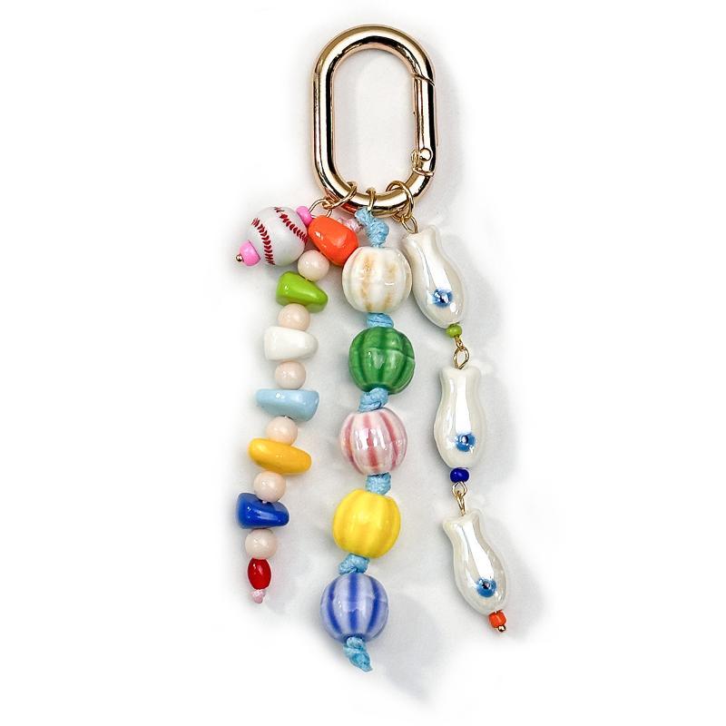 Travel Use Fish Keychain 1Pcs Bag Charm Ceramic Watermelon Beaded Tennis Pendant Portable Luggage Pendant Decor for Women
