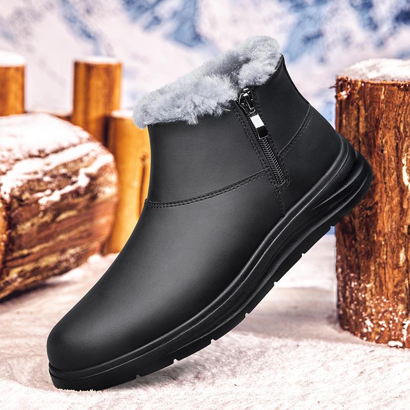 Men Winter Plush Snow Boots All-match Men's High Top Walking Shoes Luxury Brand Male Ankle Boots Side Zipper Men's Shoes