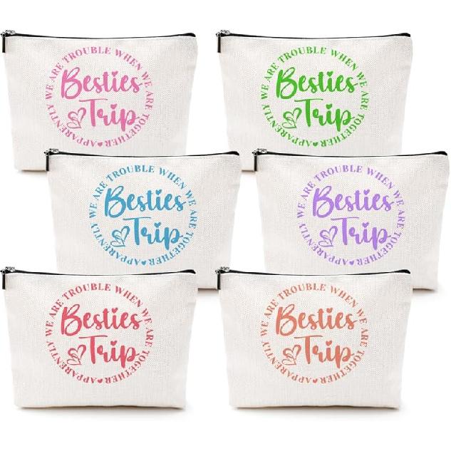 3Pcs Girls Trip Gifts Girls Weekend 2025 Makeup Bag Sisters Trip Gifts Favors Summer Gifts Cosmetic Bag Toiletry Bag Zipper Pouch Weekender Bags for