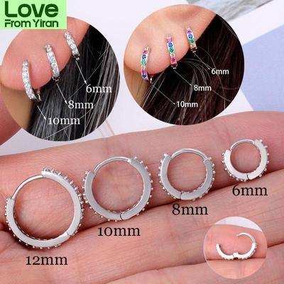 2 Adet Gökkuşağı Küçük Huggies Çember Küpe Kız Minik Halkalar Kıkırdak Küçük Helix Piercing Deniz Kabuğu Kulak Memesi Tragus Çember Erkek Çemberleri