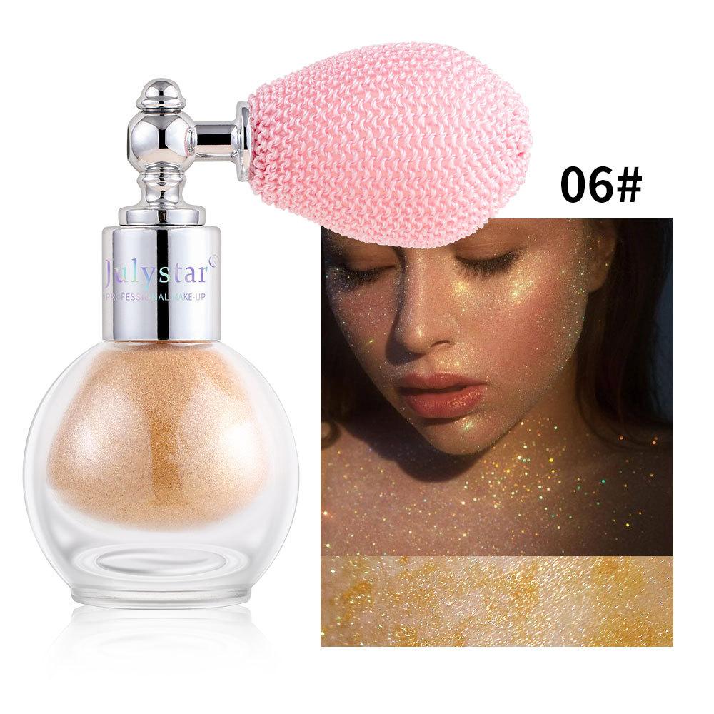 

Осветляющий хайлайтер с тонким мерцанием для контурирования лица, долговечный, против пота, сценический макияж, взрывной спрей для хайлайтера тела 3.5g