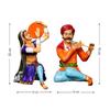 Resin Rajasthani Traditional Musical Couple Decorative Showpiece for Home Decor (Pack of 2, Multicolor)