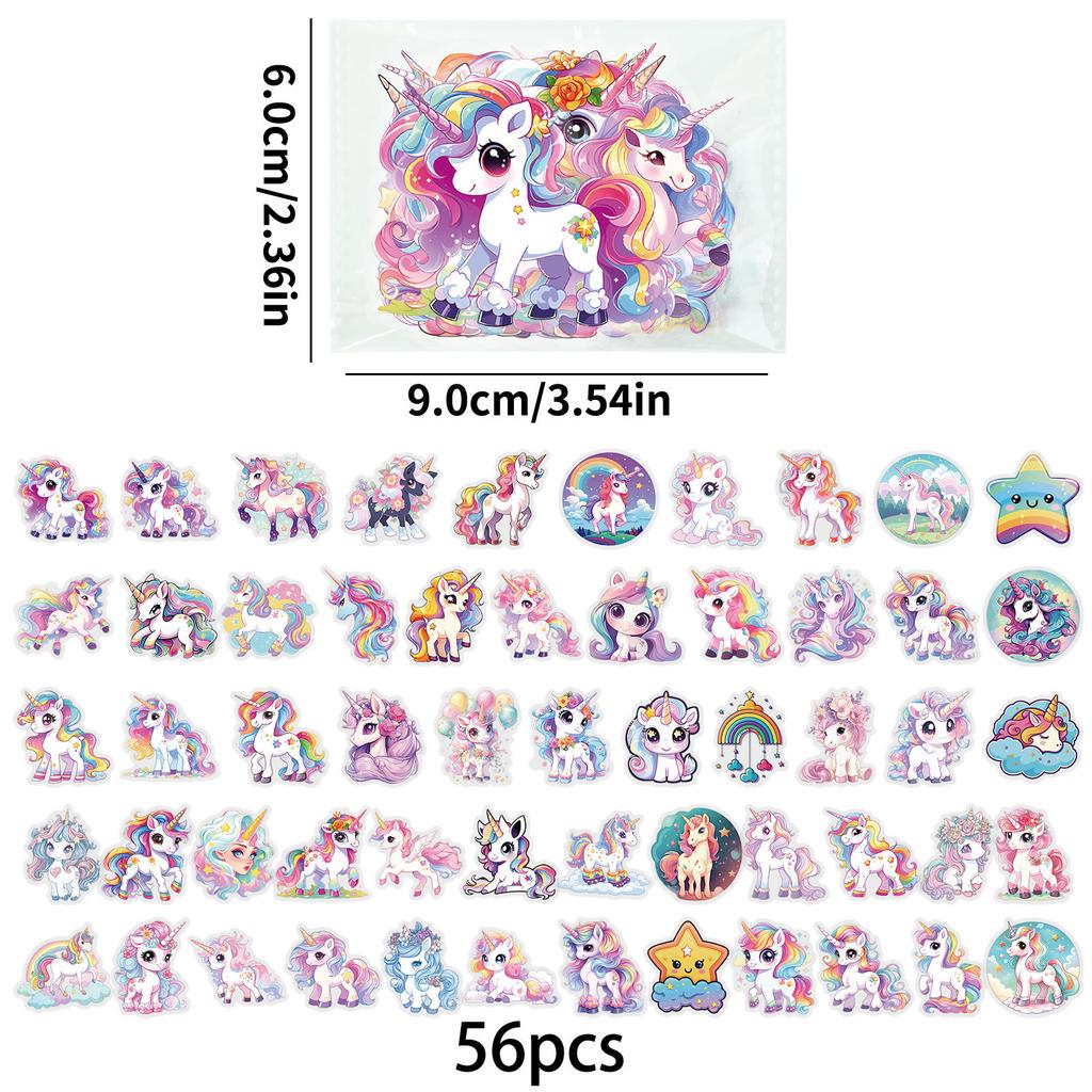 56pcs Cute Unicorn Funny MEME Cartoon Graffiti Stickers DIY Phone Guitar Laptop Notebook Suitcase Waterproof gift packaging Stic
