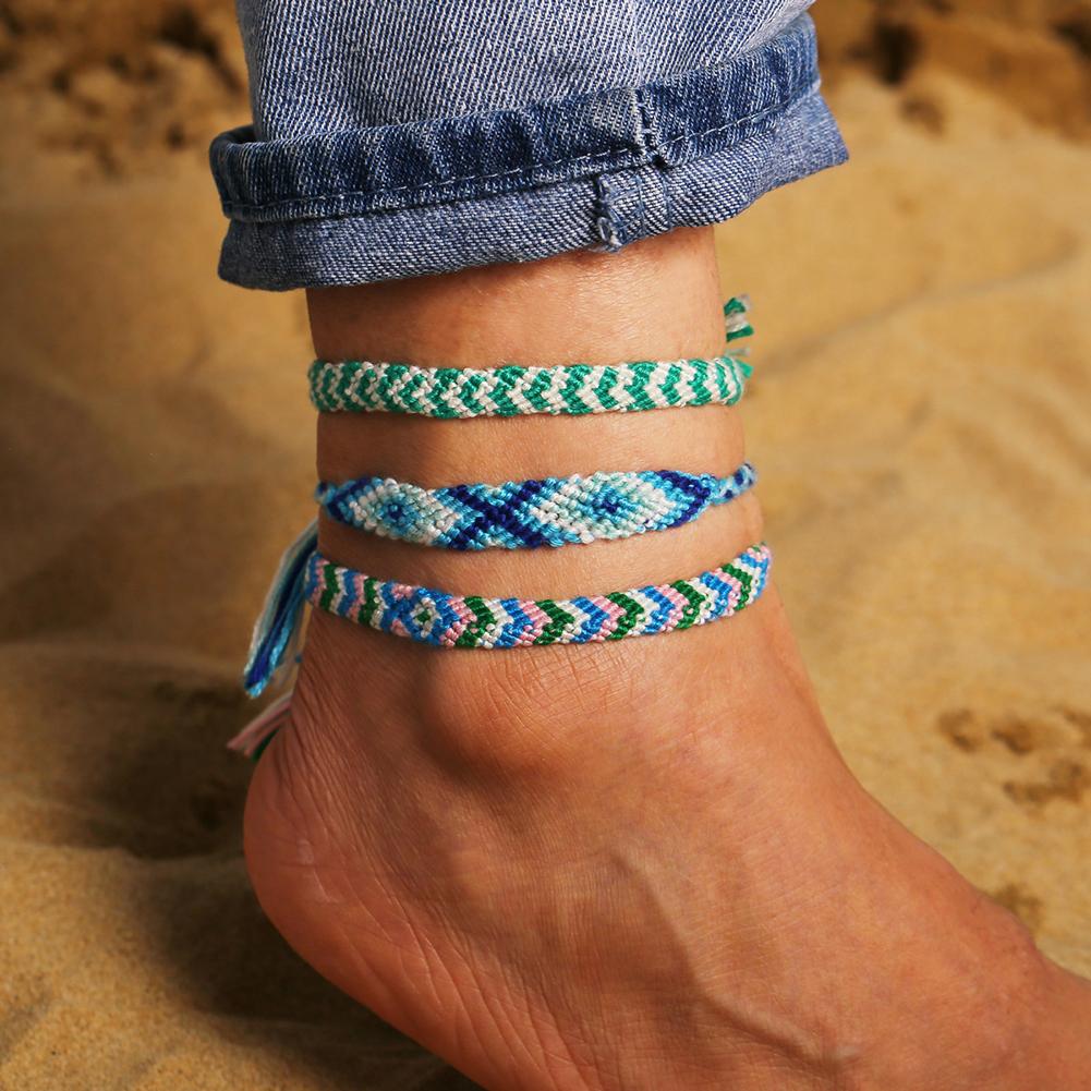 Men Women Bohemian Anklet Hand Knitting Colour Rope Anklet