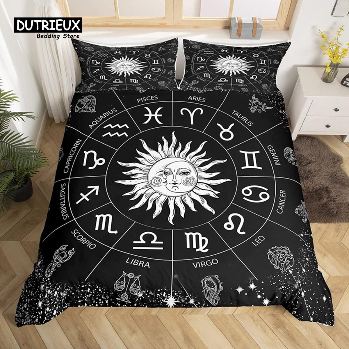 

Comforter Constellation Sun And Moon Bedding Set Zodiac Signs Astrology Comforter Spiritual Gifts For Girls Teens Women Comforter (quilt)-EU Single(135*200cm)3pcs