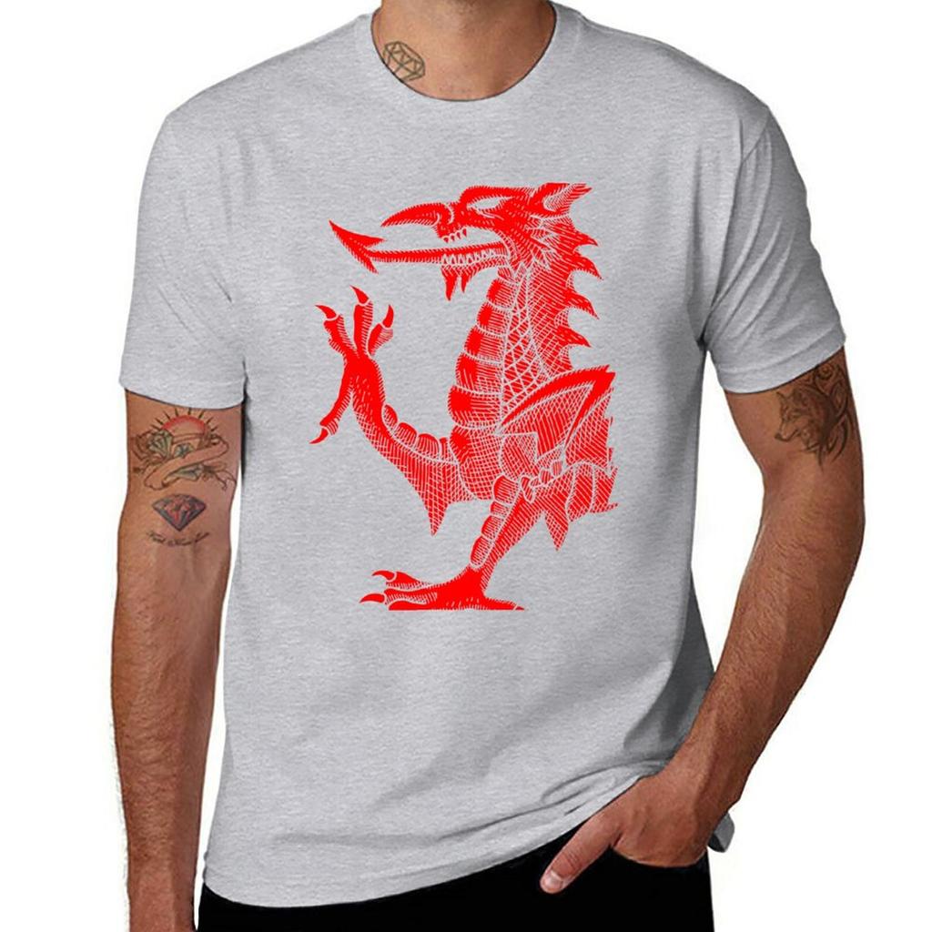 Welsh Dragon  Red Hatching TShirt Aesthetic Clothes Plus Size Tops Summer Top Tops Men Clothings