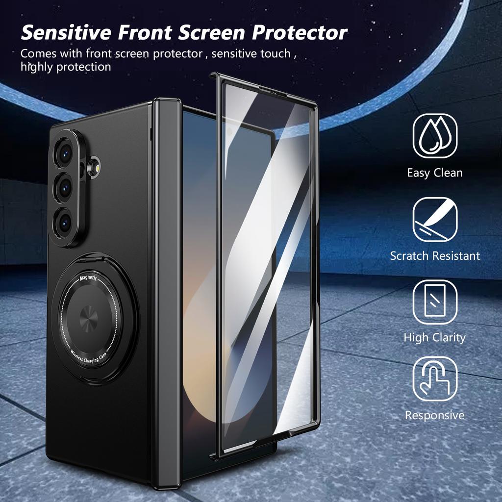 Magnetyczny uchwyt obrotowy 360° Etui na telefon z zawiasem Dla Samsunga Galaxy Z Fold 7 6 5 4 3 Folia ochronna na ekran Osłona odporna na wstrząsy na obiektyw
